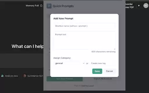 Quick Prompts  from Chrome web store to be run with OffiDocs Chromium online