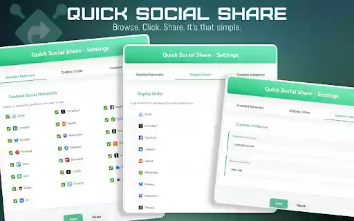 Quick Social Share from Chrome web store to be run with OffiDocs Chromium online Quick Social Share from Chrome web store to be run with OffiDocs Chromium online