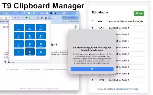 Quick T9  from Chrome web store to be run with OffiDocs Chromium online