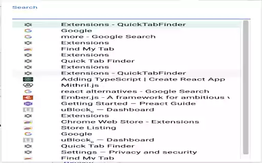 QuickTabFinder  from Chrome web store to be run with OffiDocs Chromium online