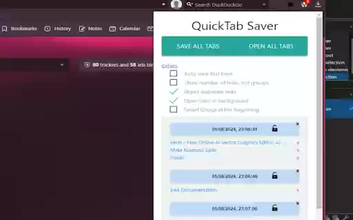 Quick Tab Saver  from Chrome web store to be run with OffiDocs Chromium online