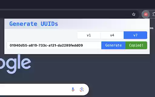 Quick UUID Generator  from Chrome web store to be run with OffiDocs Chromium online