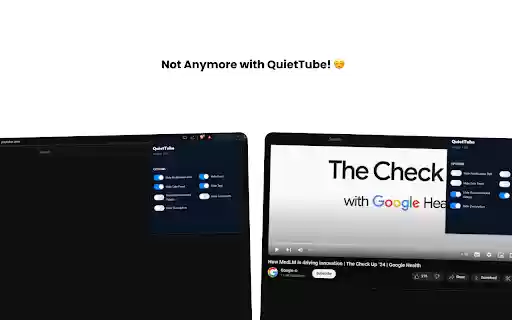 QuietTube  from Chrome web store to be run with OffiDocs Chromium online