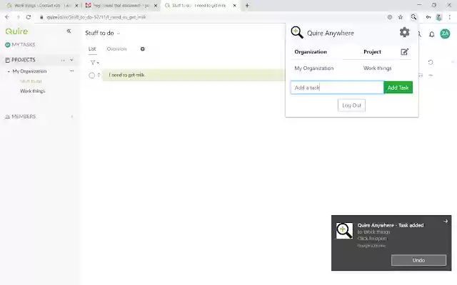 Quire Anywhere  from Chrome web store to be run with OffiDocs Chromium online