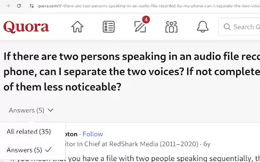 Quora Select Answers  from Chrome web store to be run with OffiDocs Chromium online