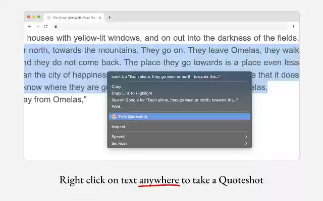 Quoteshot  from Chrome web store to be run with OffiDocs Chromium online