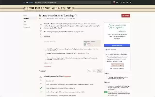 "Learnings" is not a word  from Chrome web store to be run with OffiDocs Chromium online