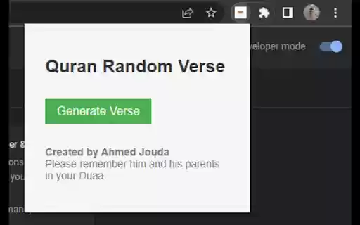 Quran Random Verse  from Chrome web store to be run with OffiDocs Chromium online