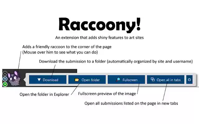 Raccoony WebExtension  from Chrome web store to be run with OffiDocs Chromium online