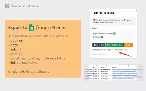 Racoon SEO Link Checker  from Chrome web store to be run with OffiDocs Chromium online
