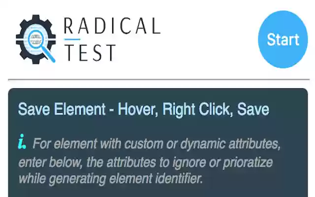 Radical Test Add Element  from Chrome web store to be run with OffiDocs Chromium online