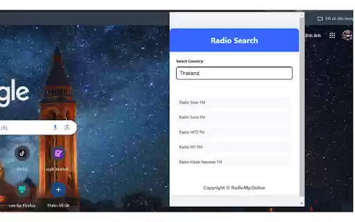 Radio Channel Finder  from Chrome web store to be run with OffiDocs Chromium online