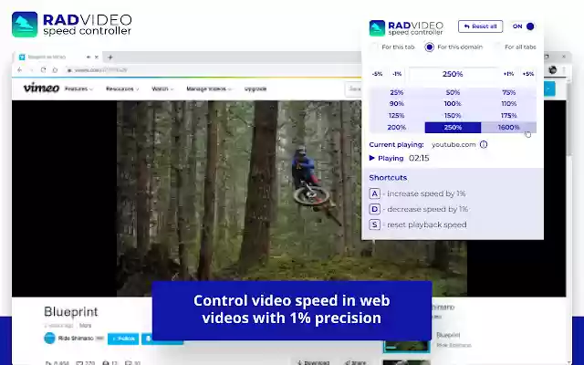 Rad Video Speed Controller  from Chrome web store to be run with OffiDocs Chromium online