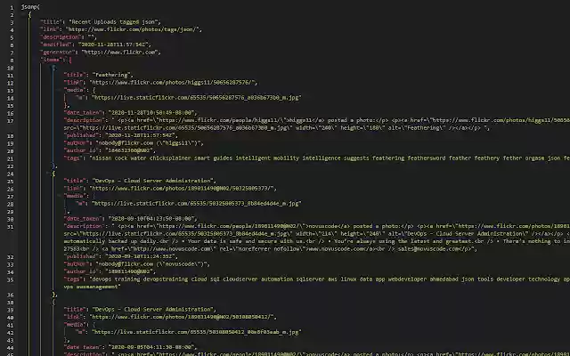 Rainbow JSON Formatter  from Chrome web store to be run with OffiDocs Chromium online