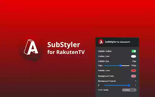 Rakuten TV SubStyler: customize subtitles from Chrome web store to be run with OffiDocs Chromium online Rakuten TV SubStyler: customize subtitles from Chrome web store to be run with OffiDocs Chromium online