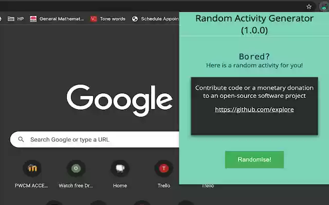 Random Activity Generator  from Chrome web store to be run with OffiDocs Chromium online