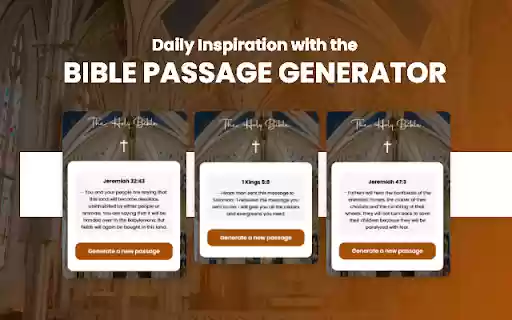 Random Bible Passage from Chrome web store to be run with OffiDocs Chromium online Random Bible Passage from Chrome web store to be run with OffiDocs Chromium online