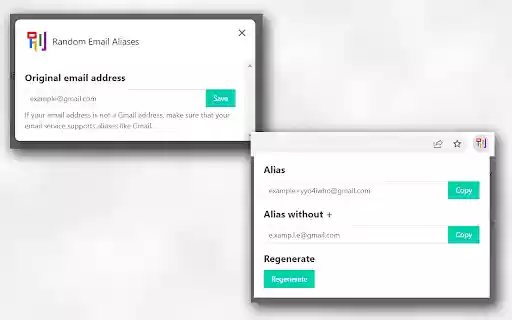 Random Email Aliases  from Chrome web store to be run with OffiDocs Chromium online