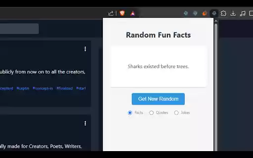 Random Fun Facts  from Chrome web store to be run with OffiDocs Chromium online