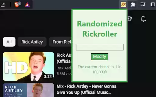 Randomized Rickroller  from Chrome web store to be run with OffiDocs Chromium online