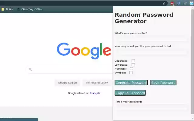 Random Password Generator from Chrome web store to be run with OffiDocs Chromium online Random Password Generator from Chrome web store to be run with OffiDocs Chromium online
