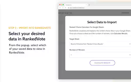 RankedVote for Google Sheets and CSVs  from Chrome web store to be run with OffiDocs Chromium online