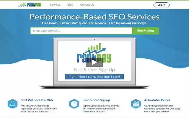 Rankpay SEO service review  from Chrome web store to be run with OffiDocs Chromium online