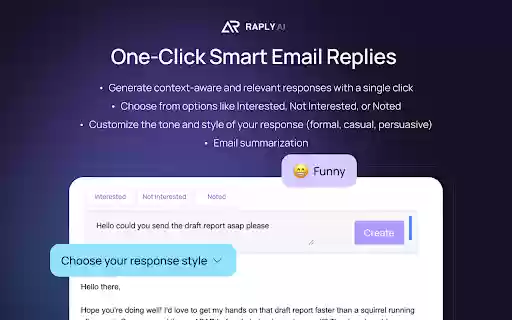 Raply.AI ChatGPT Email Assistant AI  from Chrome web store to be run with OffiDocs Chromium online