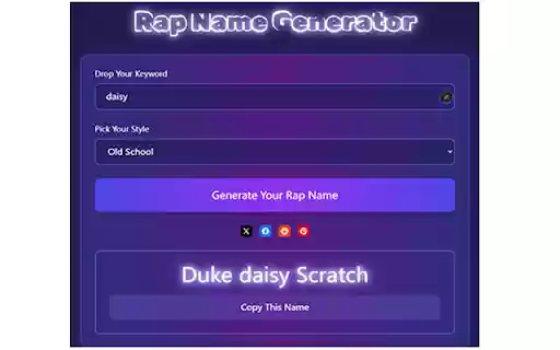 Rap Name Generator  from Chrome web store to be run with OffiDocs Chromium online