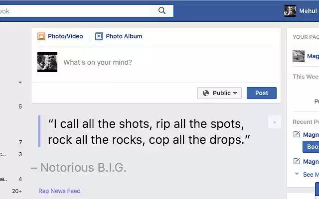Rap News Feed for Facebook  from Chrome web store to be run with OffiDocs Chromium online