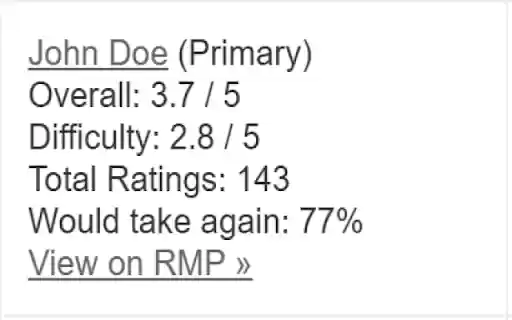 Rate My Professor for UGA  from Chrome web store to be run with OffiDocs Chromium online