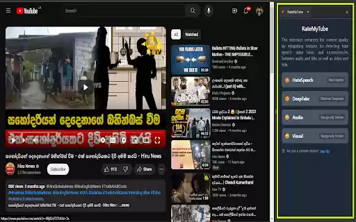 RateMyTube  from Chrome web store to be run with OffiDocs Chromium online