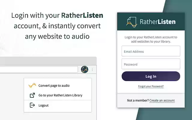 RatherListen  from Chrome web store to be run with OffiDocs Chromium online