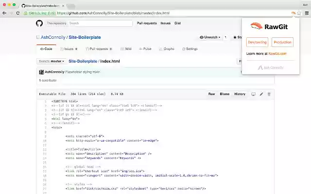 RawGit for Github  from Chrome web store to be run with OffiDocs Chromium online