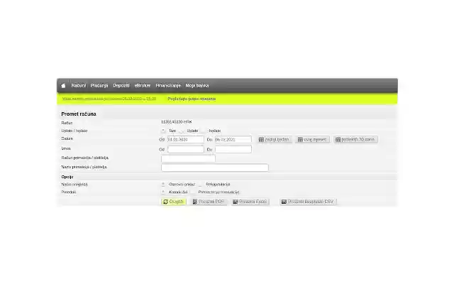 RBA Export izvoda  from Chrome web store to be run with OffiDocs Chromium online