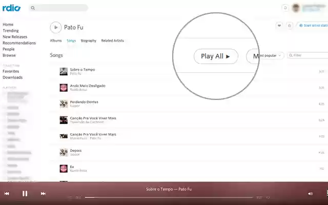 Rdio Play All  from Chrome web store to be run with OffiDocs Chromium online