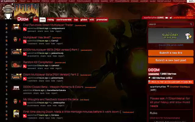 /r/Doom Skin :: Dark Fireblood  from Chrome web store to be run with OffiDocs Chromium online