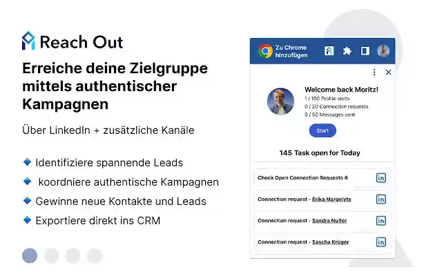ReachOut  from Chrome web store to be run with OffiDocs Chromium online