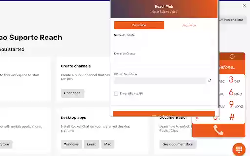 Reach Webphone  from Chrome web store to be run with OffiDocs Chromium online