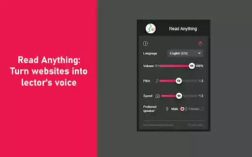 Read Anything: Turn websites into lectors voice  from Chrome web store to be run with OffiDocs Chromium online