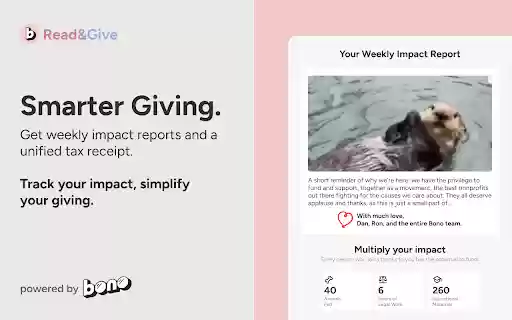 Read  Give by Bono  from Chrome web store to be run with OffiDocs Chromium online