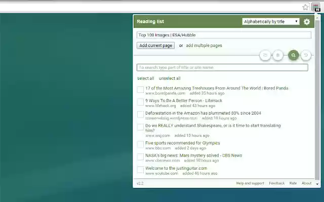 Reading List  from Chrome web store to be run with OffiDocs Chromium online