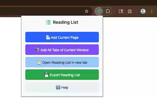 Reading List Extension  from Chrome web store to be run with OffiDocs Chromium online