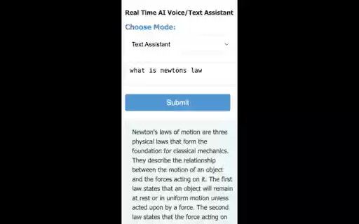 Real Time AI Voice/Text Assistant from Chrome web store to be run with OffiDocs Chromium online Real Time AI Voice/Text Assistant from Chrome web store to be run with OffiDocs Chromium online