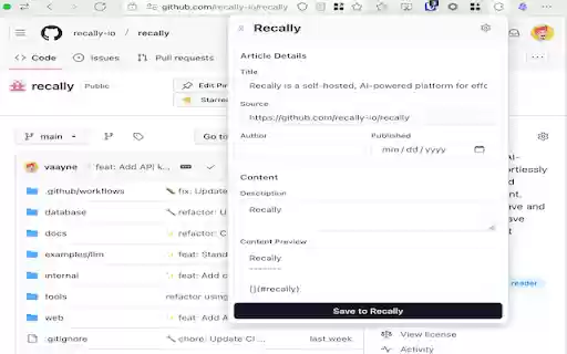 Recally Clipper  from Chrome web store to be run with OffiDocs Chromium online