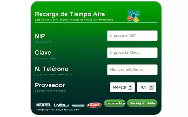 Recarga Tiempo Aire MultiMarca  from Chrome web store to be run with OffiDocs Chromium online