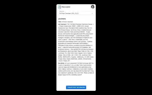 Reccopilot LinkedIn Extension – Source  Post Jobs Seamlessly  from Chrome web store to be run with OffiDocs Chromium online