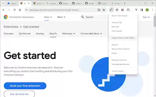 Recent Tabs Master  from Chrome web store to be run with OffiDocs Chromium online