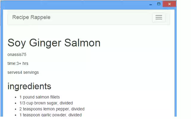 Recipe Rappele  from Chrome web store to be run with OffiDocs Chromium online