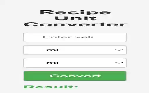 Recipe Unit Converter  from Chrome web store to be run with OffiDocs Chromium online